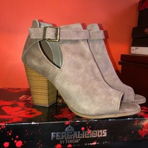 Fergalicous Peep Toe Booties Taupe